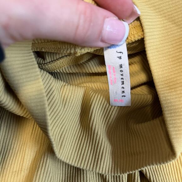 Free People Movement Yellow Ribbed Turtleneck Sweater Size Medium - Picture 2 of 5